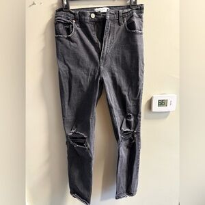 Abercrombie Ankle straight ultra high rise distressed jeans